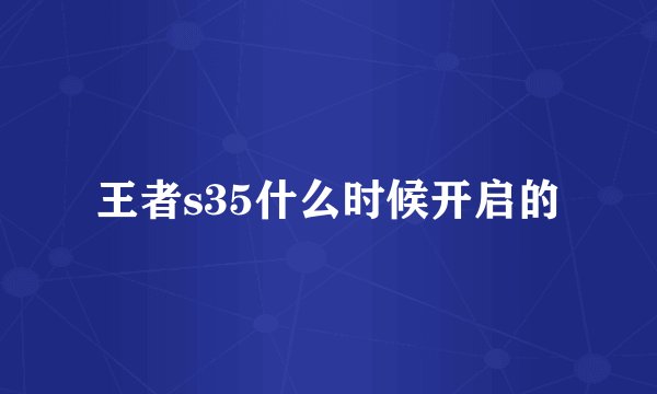 王者s35什么时候开启的