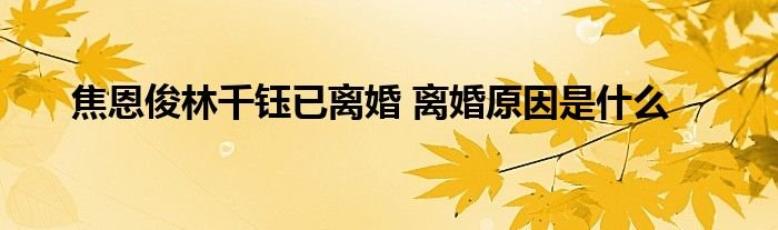焦恩俊林千钰已离婚离婚原因是什么