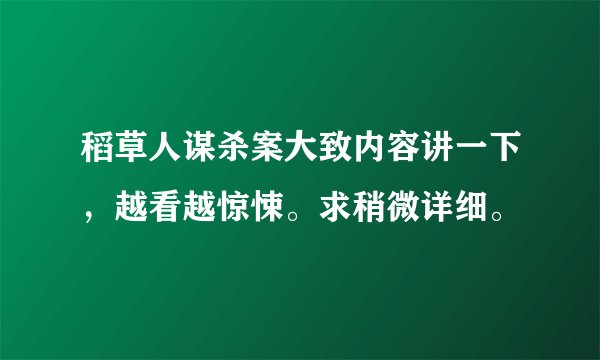 稻草人谋杀案大致内容讲一下，越看越惊悚。求稍微详细。