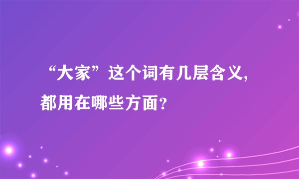“大家”这个词有几层含义,都用在哪些方面？