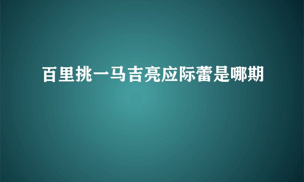 百里挑一马吉亮应际蕾是哪期