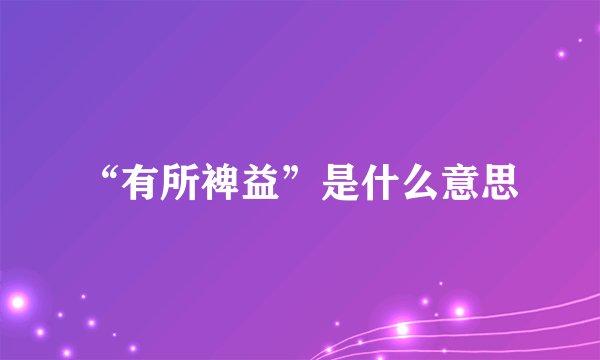 “有所裨益”是什么意思