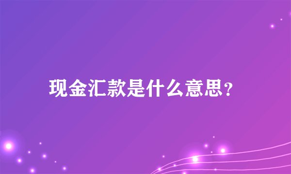 现金汇款是什么意思？