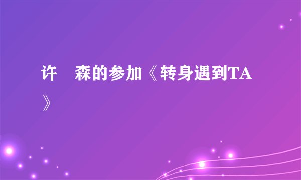 许畯森的参加《转身遇到TA》