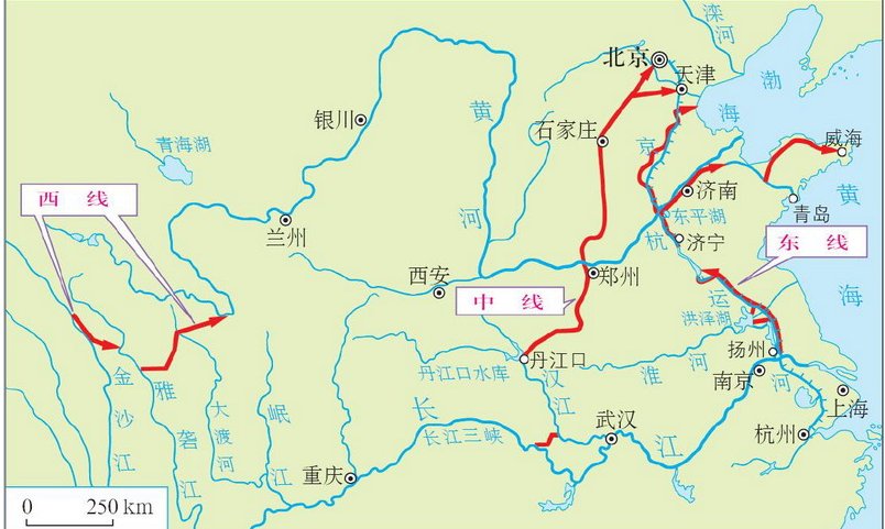 南水北调的线路图