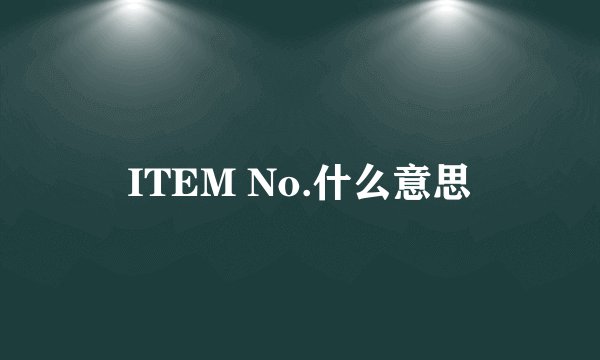 ITEM No.什么意思