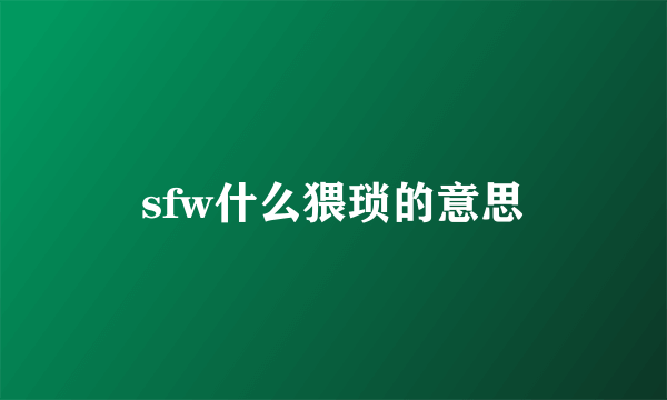 sfw什么猥琐的意思