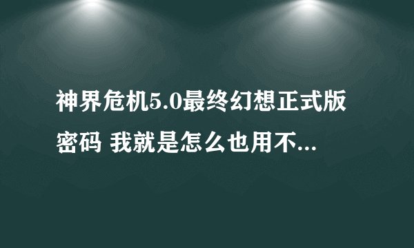 神界危机5.0最终幻想正式版密码 我就是怎么也用不到 开过的高手教教