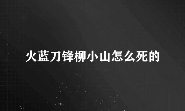 火蓝刀锋柳小山怎么死的