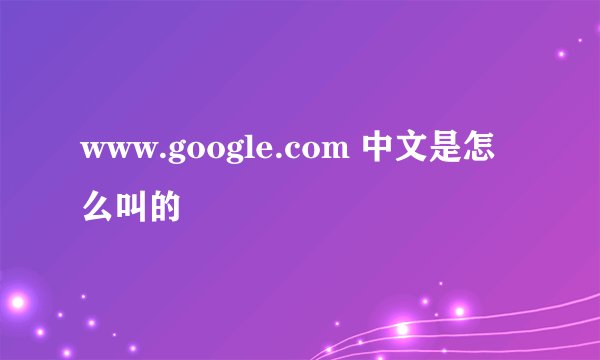 www.google.com 中文是怎么叫的