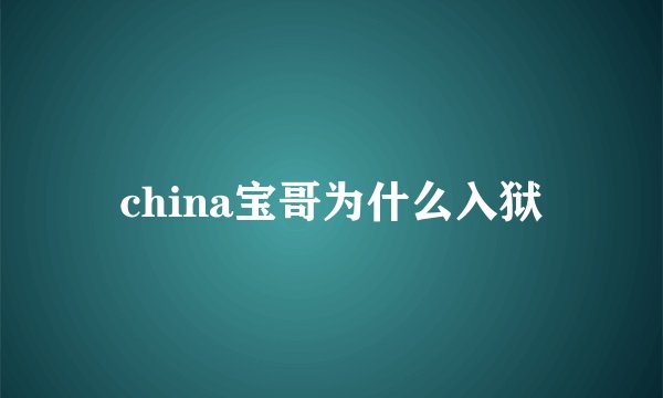 china宝哥为什么入狱