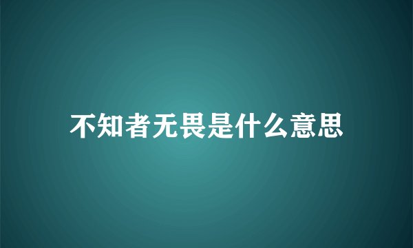 不知者无畏是什么意思