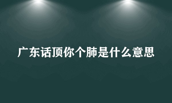 广东话顶你个肺是什么意思