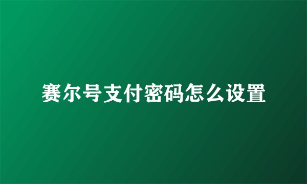 赛尔号支付密码怎么设置