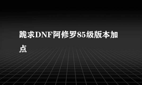 跪求DNF阿修罗85级版本加点