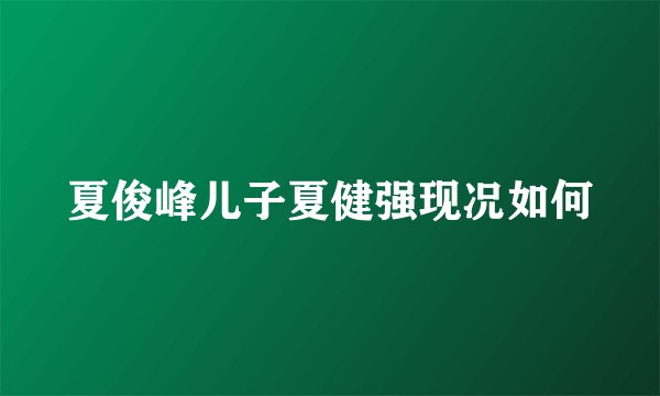 夏俊峰儿子夏健强现况如何