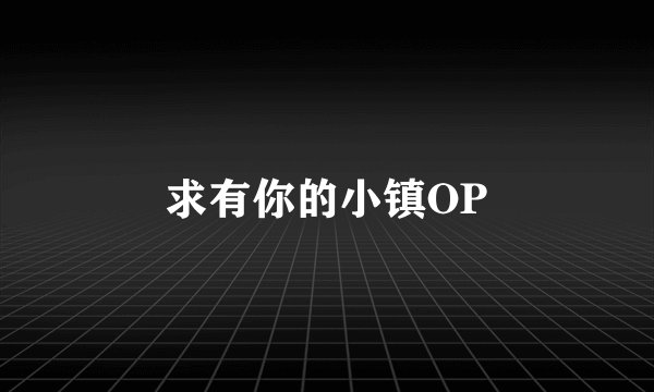 求有你的小镇OP