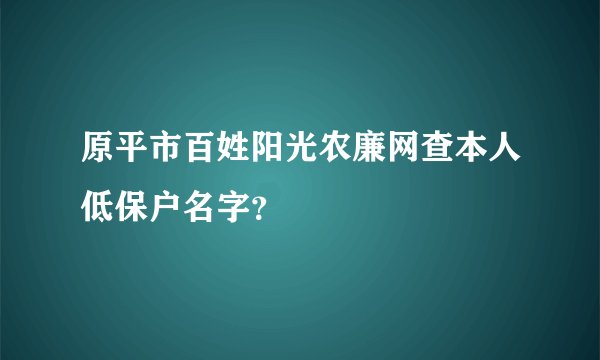 原平市百姓阳光农廉网查本人低保户名字？