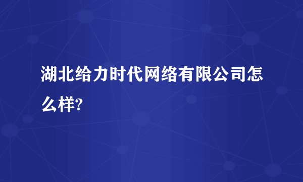 湖北给力时代网络有限公司怎么样?