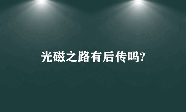 光磁之路有后传吗?