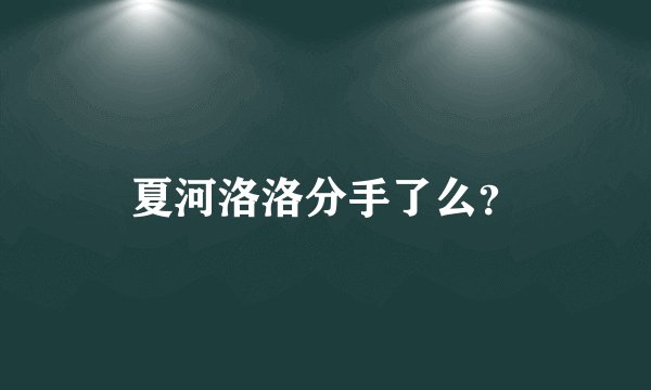 夏河洛洛分手了么？