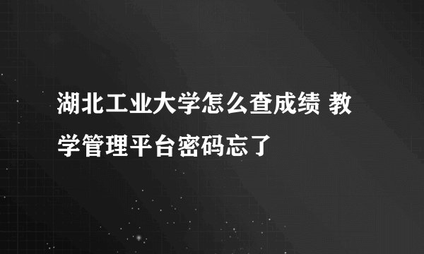 湖北工业大学怎么查成绩 教学管理平台密码忘了