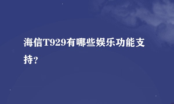 海信T929有哪些娱乐功能支持？