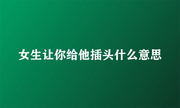女生让你给他插头什么意思