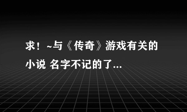 求！~与《传奇》游戏有关的小说 名字不记的了...