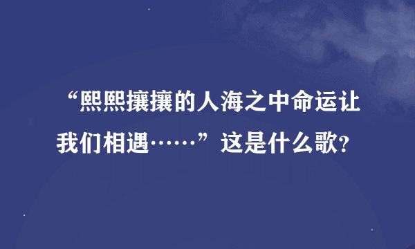 “熙熙攘攘的人海之中命运让我们相遇……”这是什么歌？
