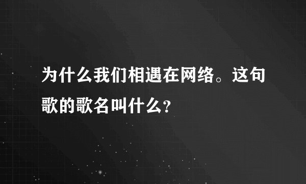 为什么我们相遇在网络。这句歌的歌名叫什么？