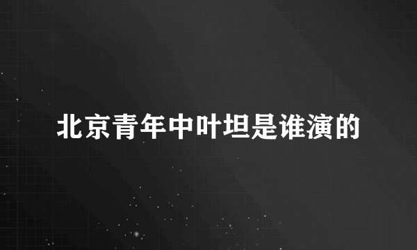 北京青年中叶坦是谁演的