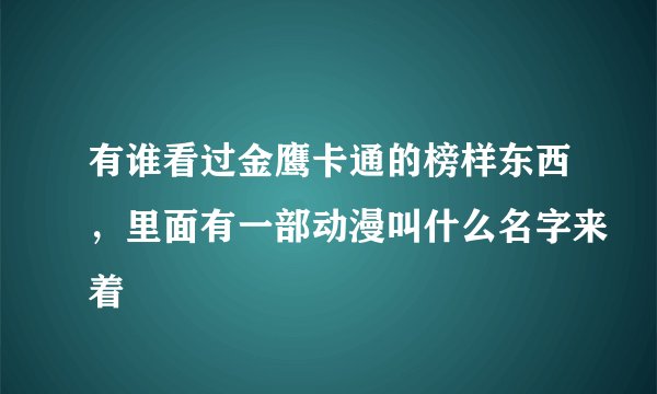 有谁看过金鹰卡通的榜样东西，里面有一部动漫叫什么名字来着
