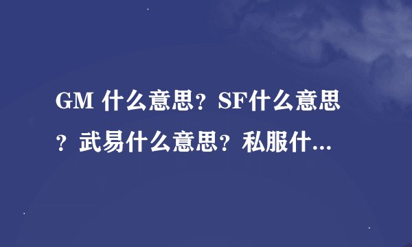 GM 什么意思？SF什么意思？武易什么意思？私服什么意思？