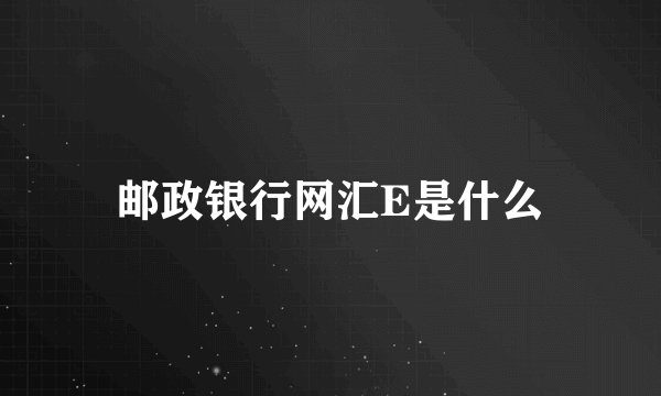 邮政银行网汇E是什么