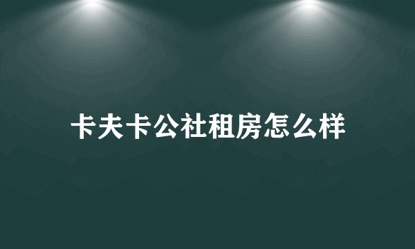 卡夫卡公社租房怎么样
