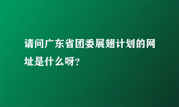 请问广东省团委展翅计划的网址是什么呀？