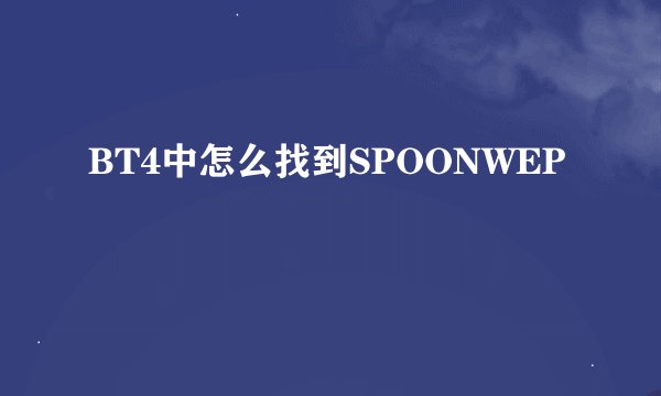 BT4中怎么找到SPOONWEP