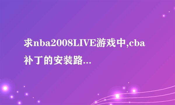 求nba2008LIVE游戏中,cba补丁的安装路径和球员薪金查看工具补丁的安装路径