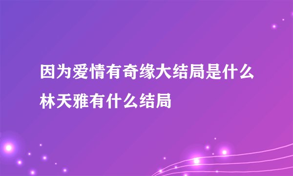 因为爱情有奇缘大结局是什么林天雅有什么结局