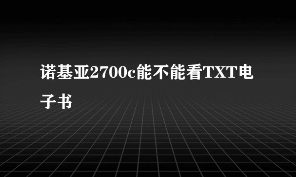 诺基亚2700c能不能看TXT电子书