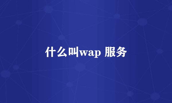 什么叫wap 服务