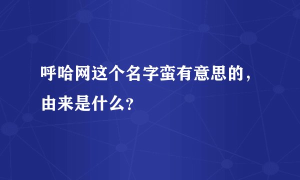 呼哈网这个名字蛮有意思的，由来是什么？