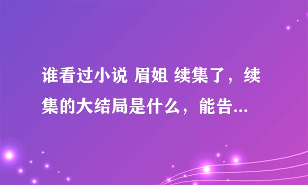谁看过小说 眉姐 续集了，续集的大结局是什么，能告诉我一下吗