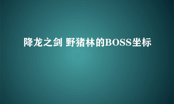 降龙之剑 野猪林的BOSS坐标