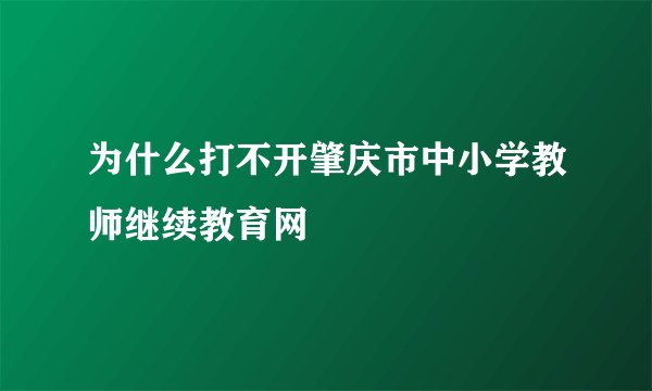 为什么打不开肇庆市中小学教师继续教育网