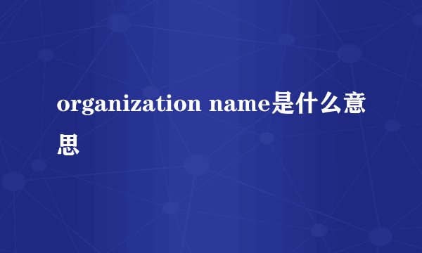 organization name是什么意思