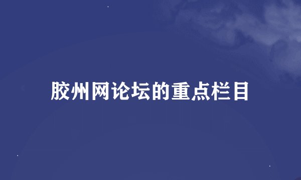 胶州网论坛的重点栏目