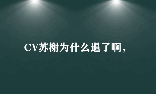 CV苏榭为什么退了啊，