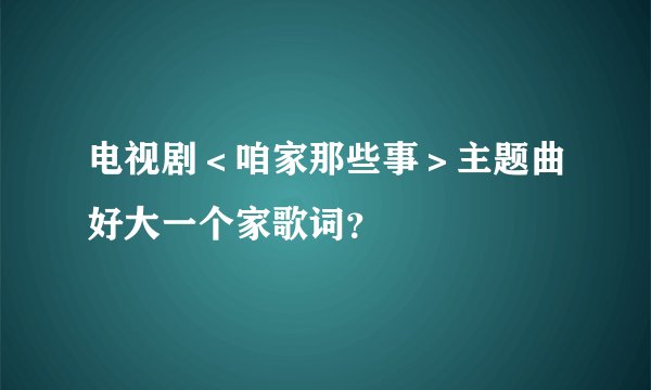 电视剧＜咱家那些事＞主题曲好大一个家歌词？